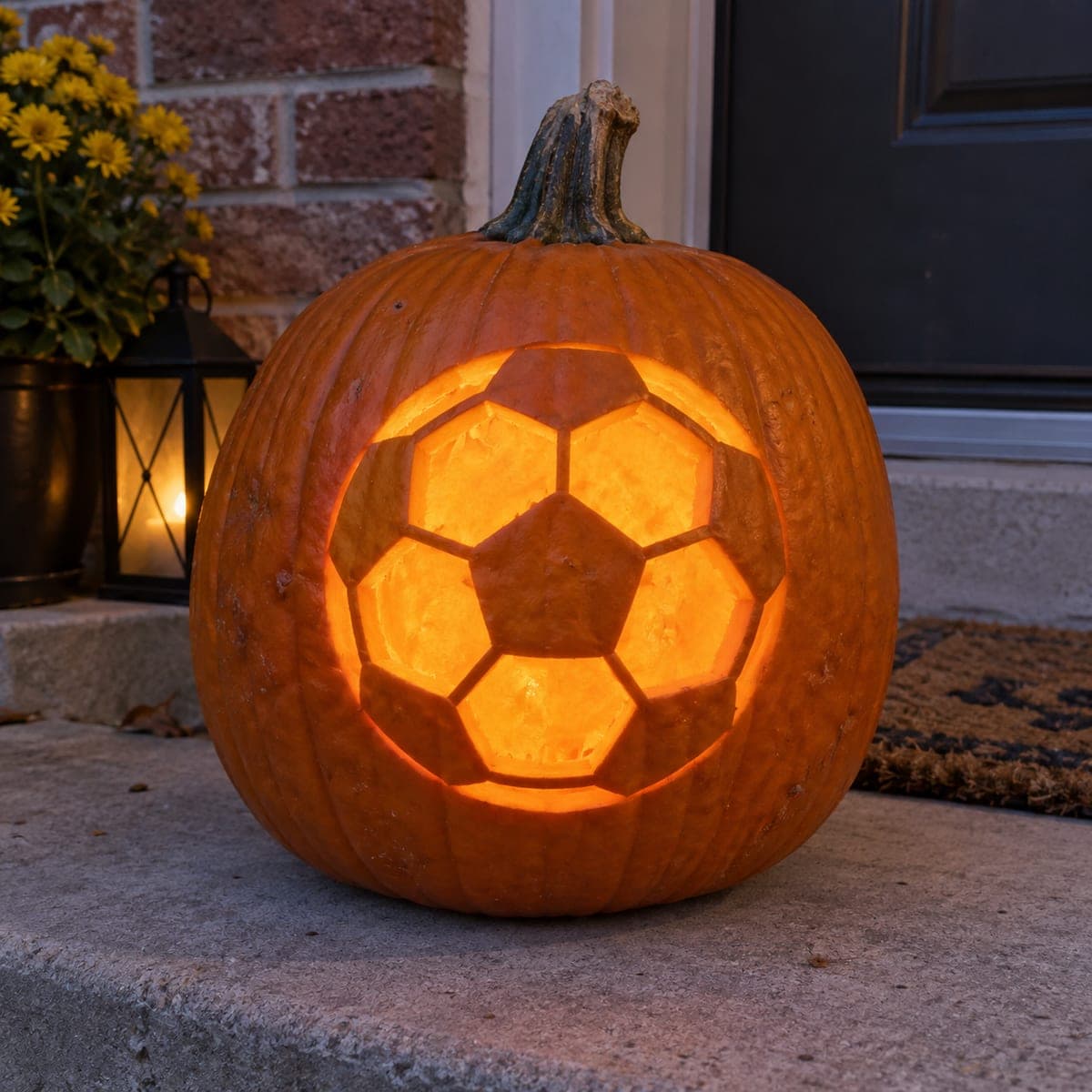 Glowing Soccer Ball Jack-O-Lantern
