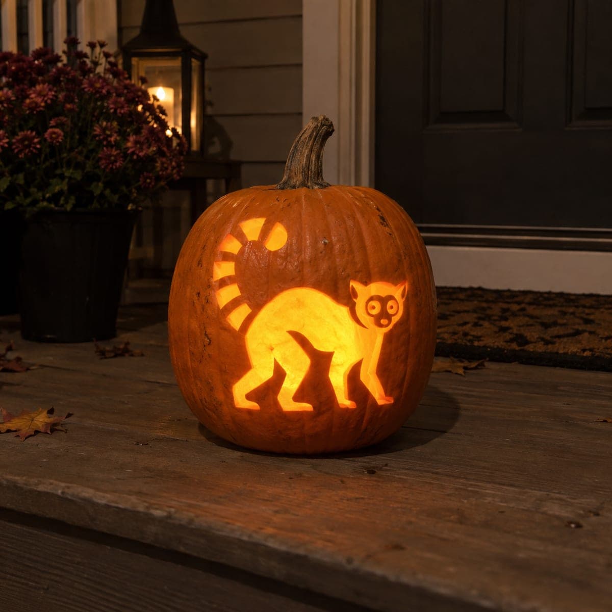 Ring-Tailed Lemur Cutout Jack-O-Lantern