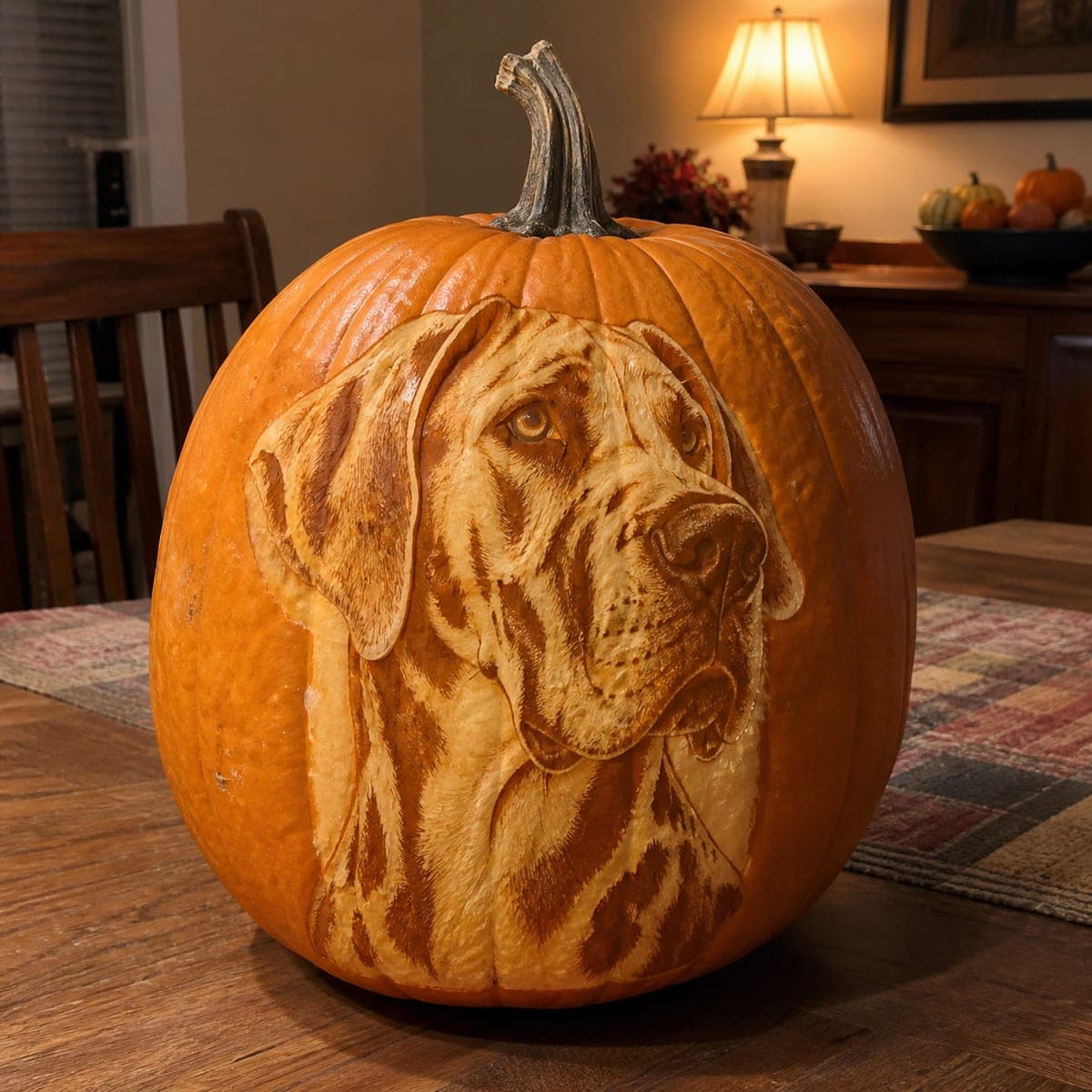 Great Dane Portrait Etched Pumpkin
