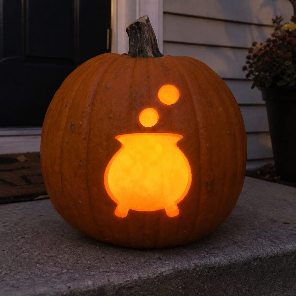 Bubbling Witch Cauldron Easy Pumpkin Carving
