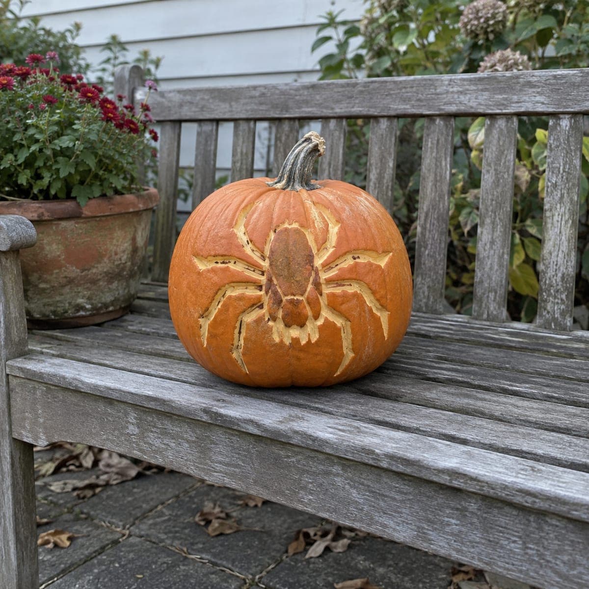 Crawling Spider Peel Carved Pumpkin