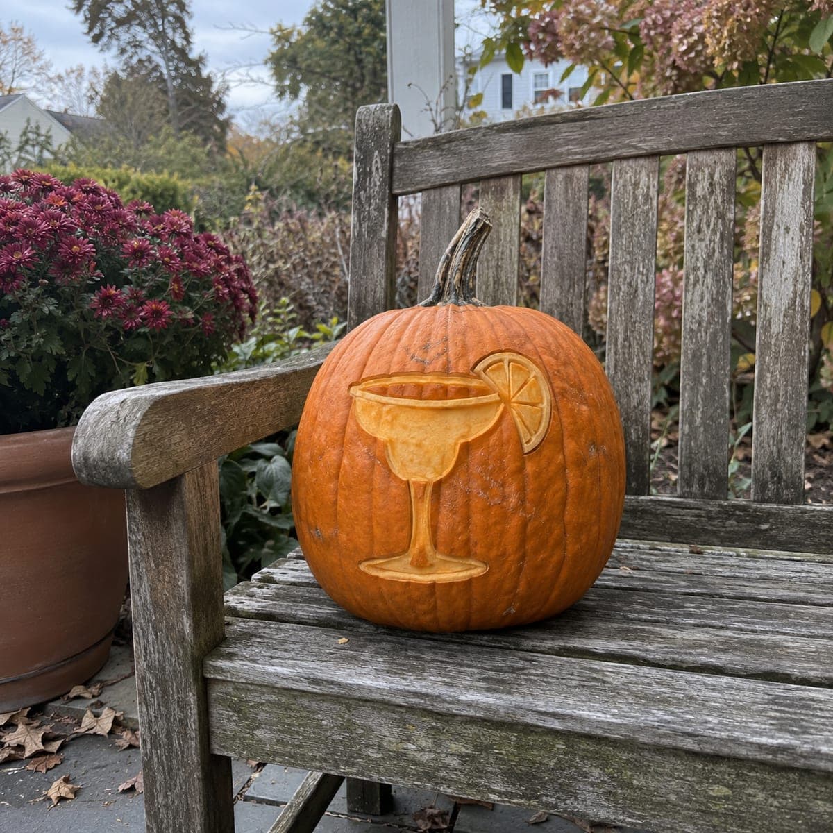 Margarita Glass Etched Pumpkin for Happy Hour