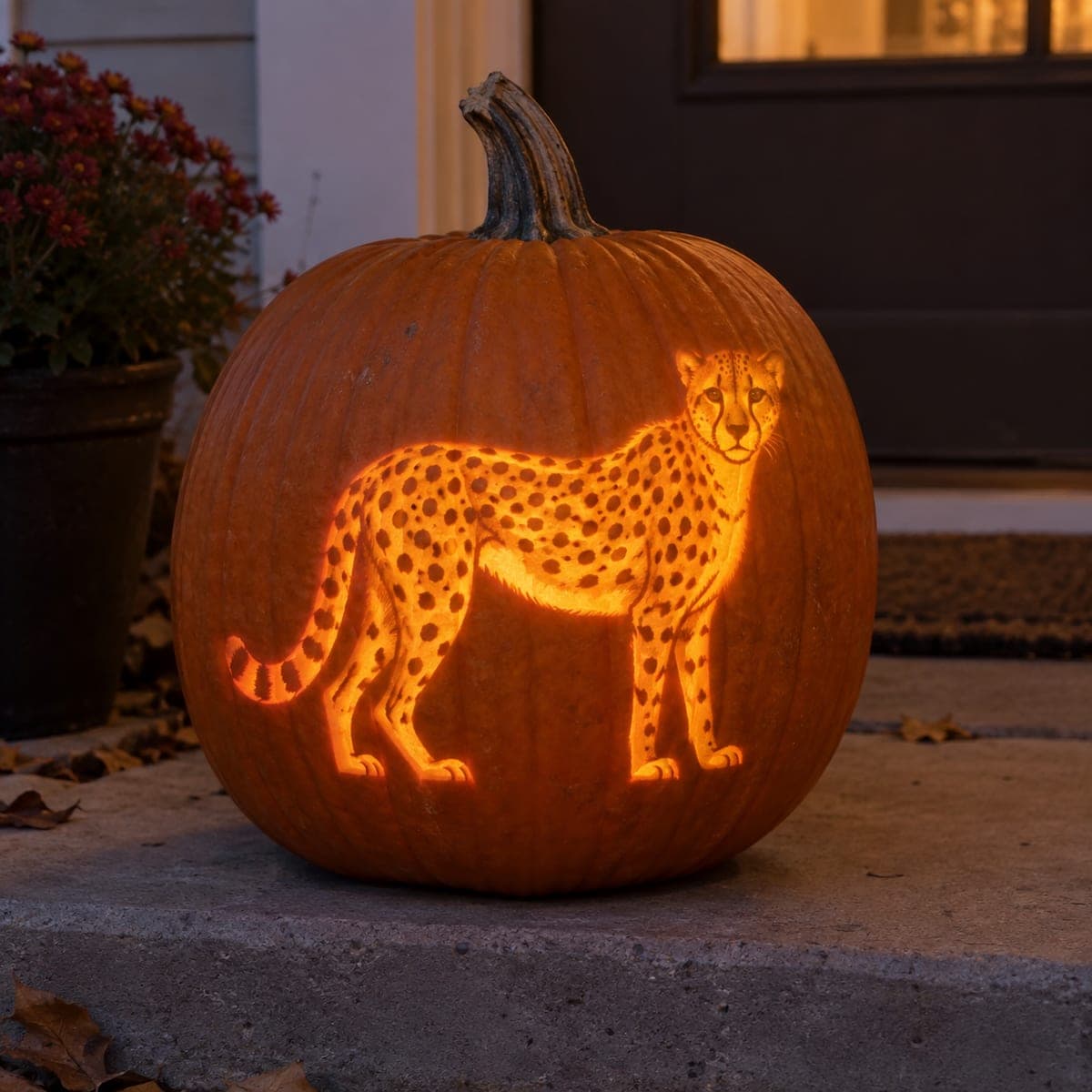 Standing Cheetah Jack-O-Lantern With Spotted Coat