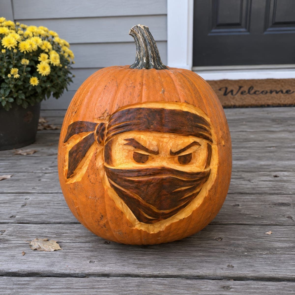 Ninja Mask Pumpkin Carving With Fierce Eyes