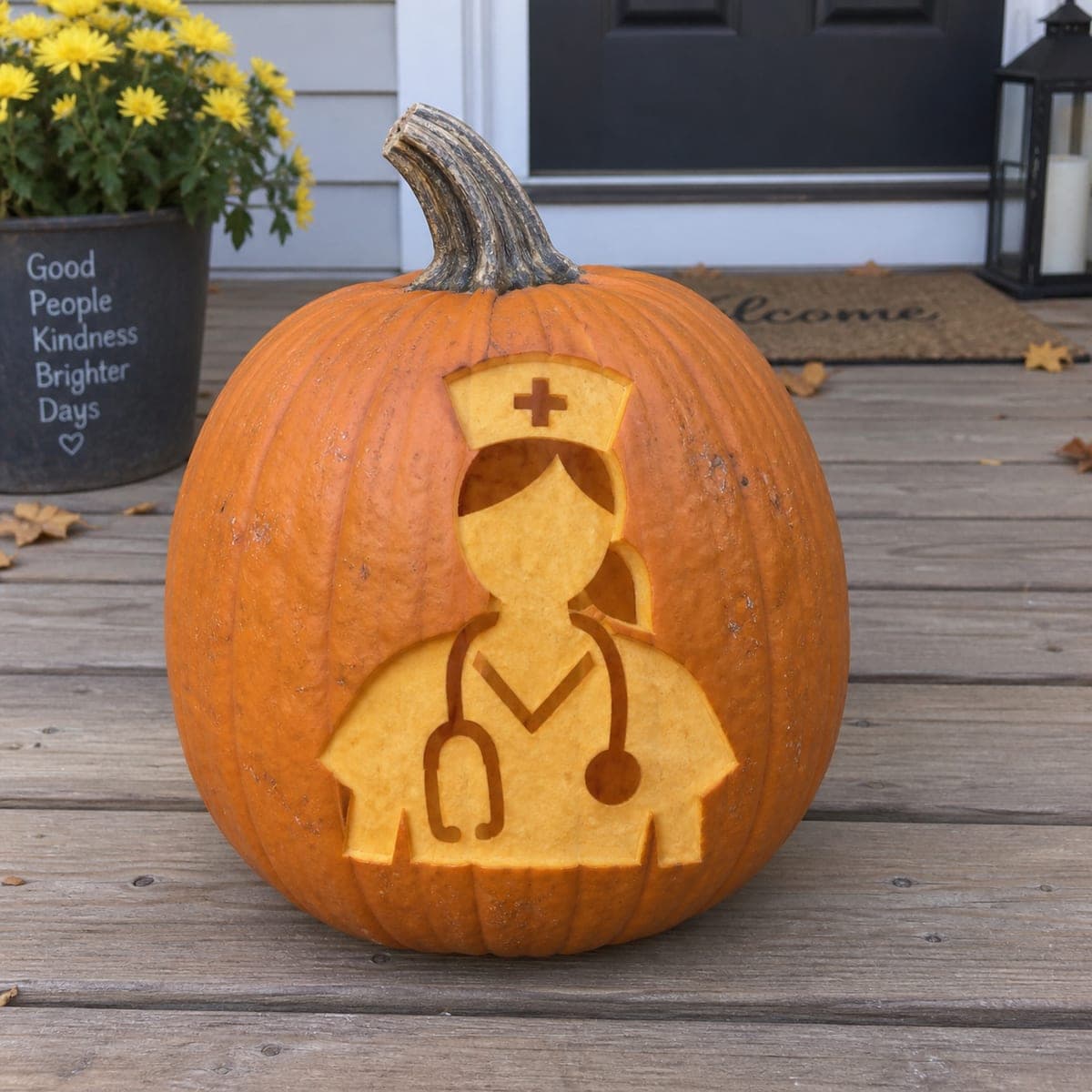 Nurse Tribute Pumpkin Carving With Stethoscope