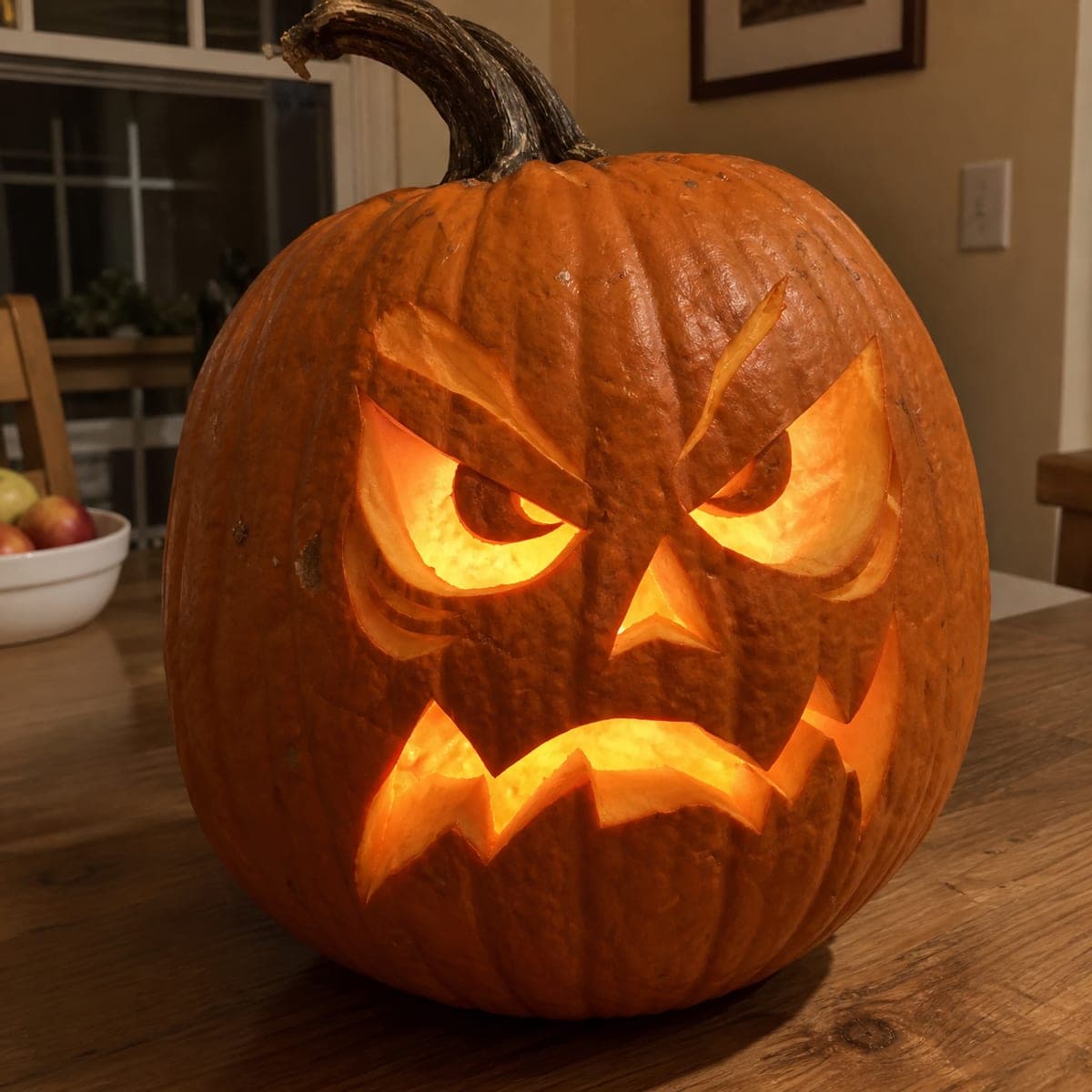 Angry Scowling Jack-O-Lantern With Jagged Frown