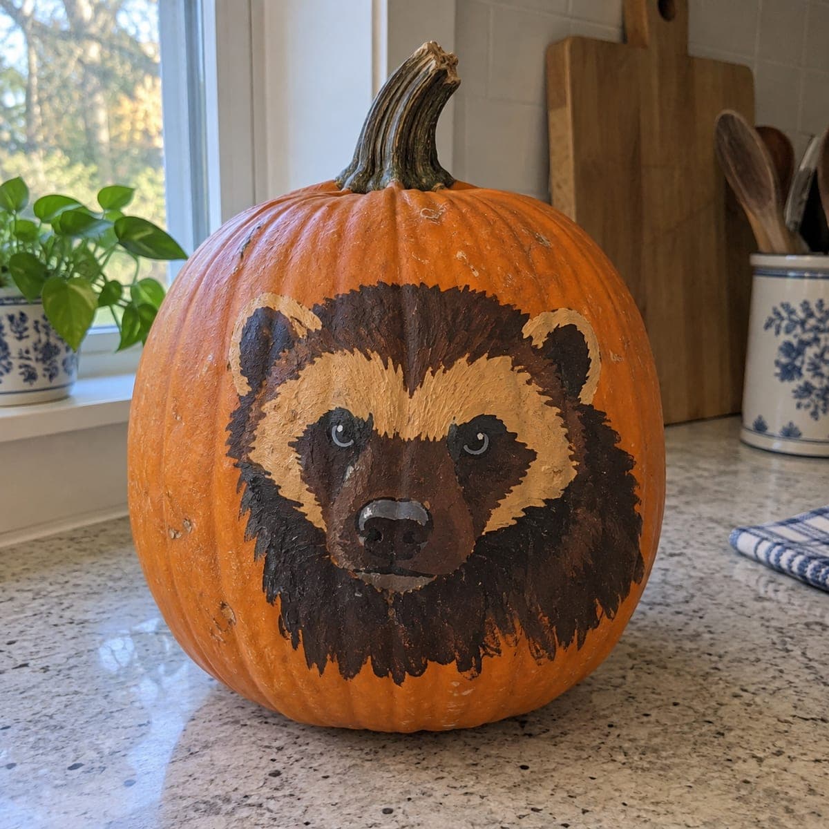 Wolverine Face Painted Pumpkin Portrait