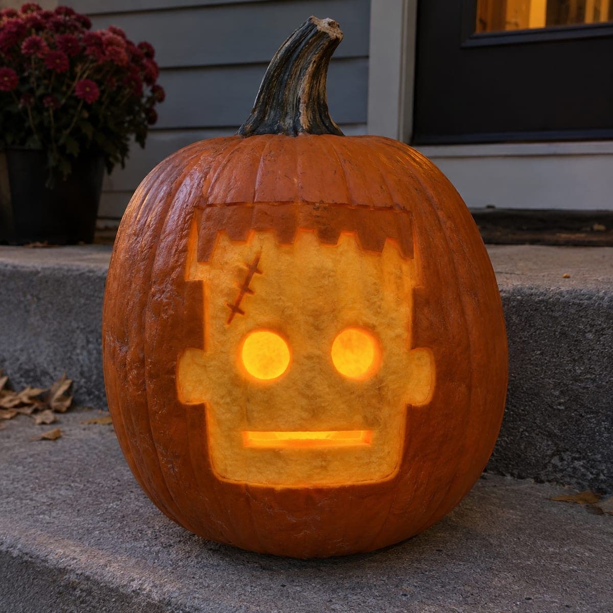 Blockhead Frankenstein Monster Jack-O-Lantern