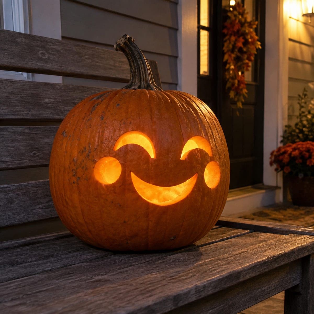 Goofy Rosy-Cheeked Smiling Jack-O-Lantern