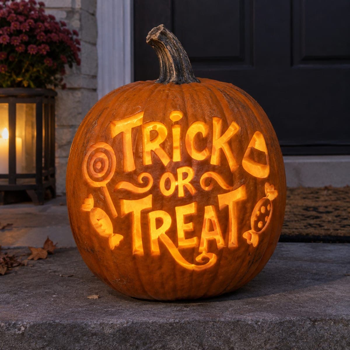 Trick or Treat Candy Lettering Pumpkin
