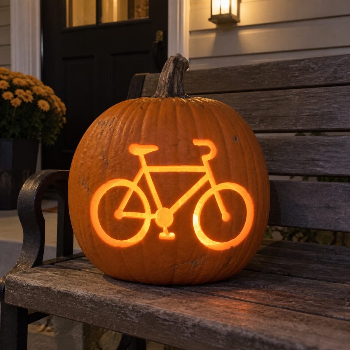 Bicycle Cutout Jack-O-Lantern for Cycling Fans