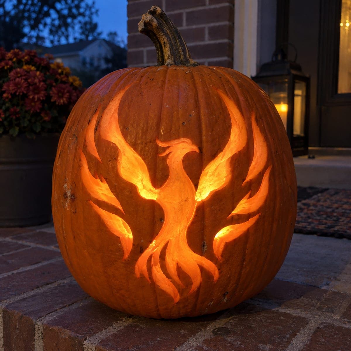 Rising Phoenix Jack-O-Lantern With Flaming Wings