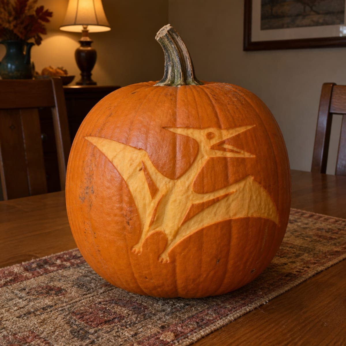 Pterodactyl Silhouette Pumpkin for Dinosaur Fans