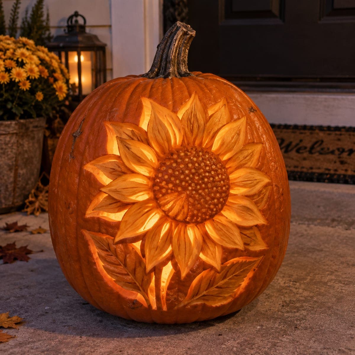 Sunflower Pumpkin Carving With Layered Petals