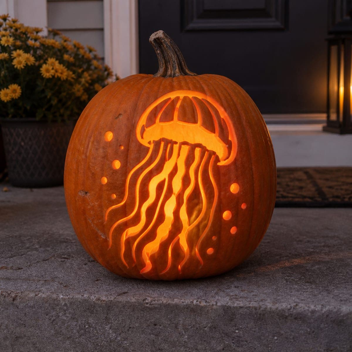 Jellyfish With Trailing Tentacles Jack-O-Lantern
