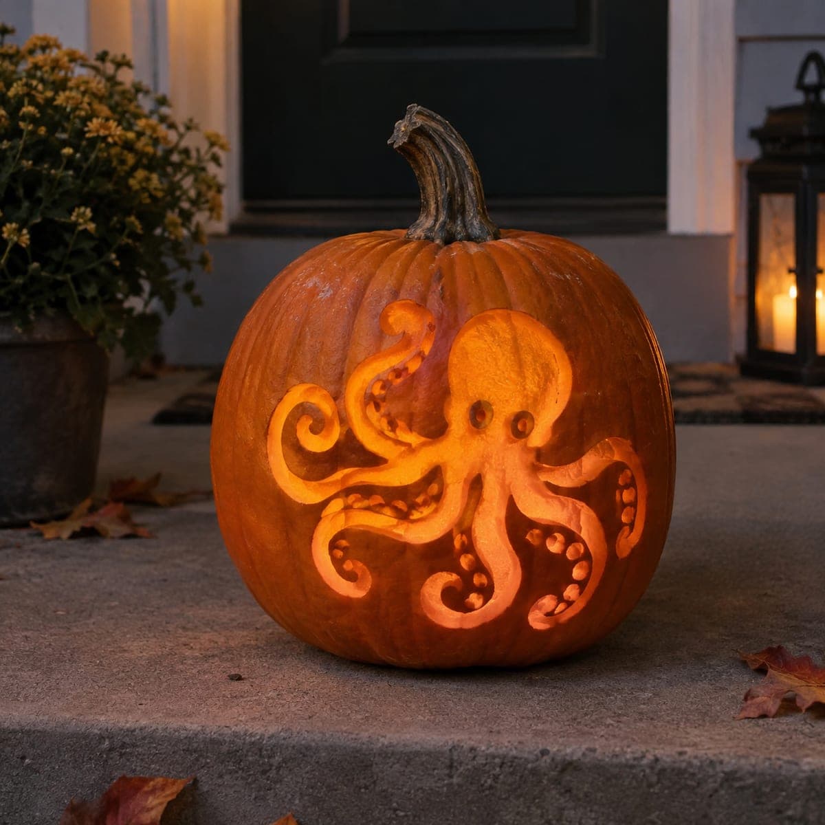 Curling Octopus Tentacles Jack-O-Lantern Carving