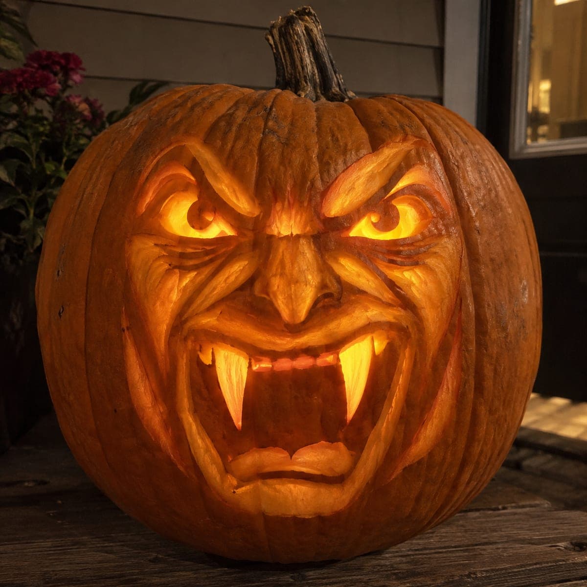 Screaming Vampire Demon Jack-O-Lantern Face