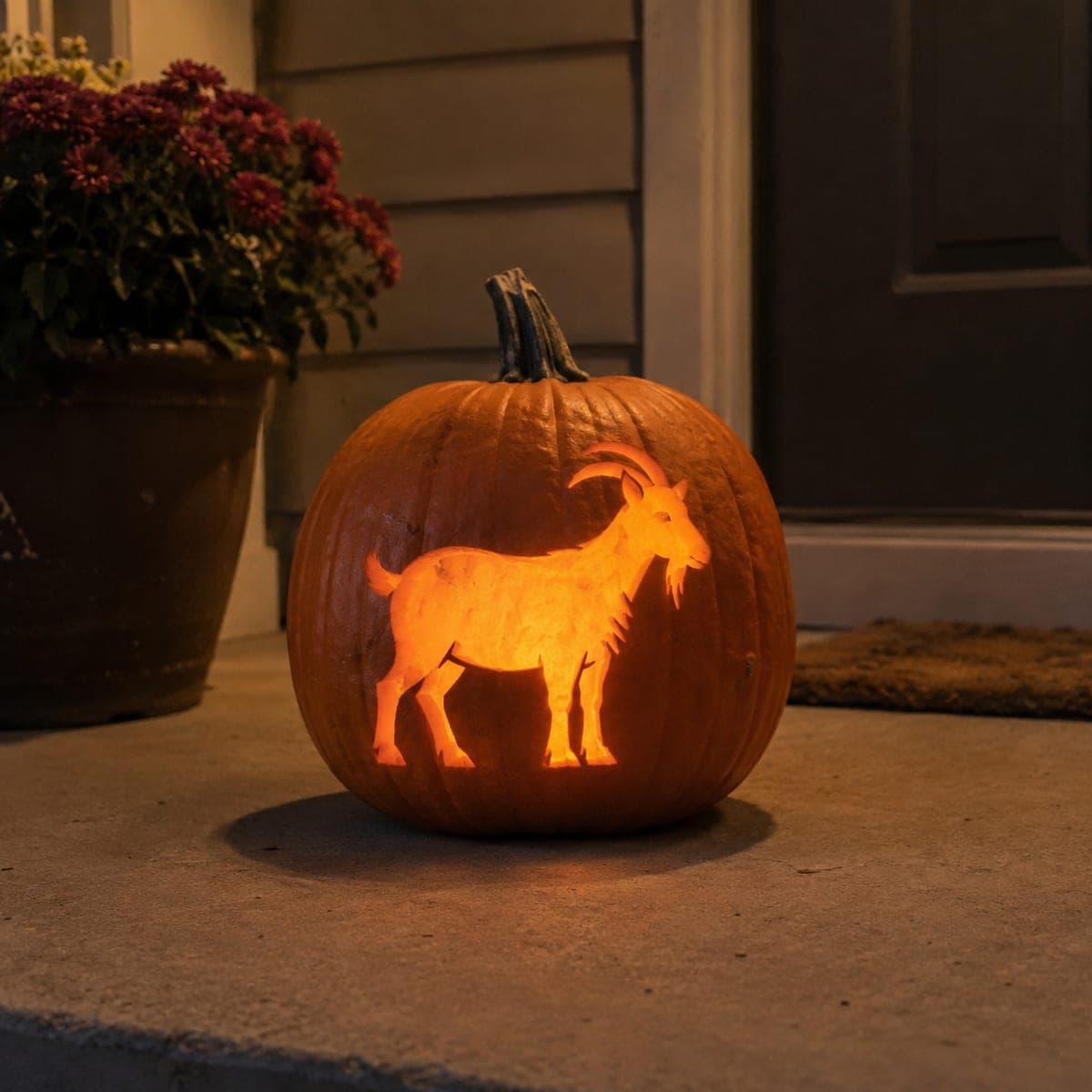 Farmhouse Goat Jack-O-Lantern Carving