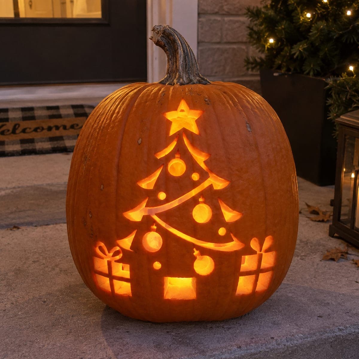 Christmas Tree With Presents Pumpkin Carving