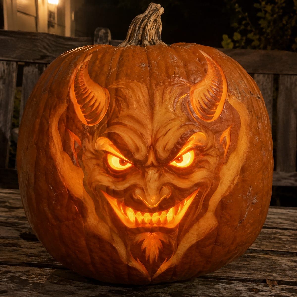 Snarling Devil Face Expert Pumpkin Carving