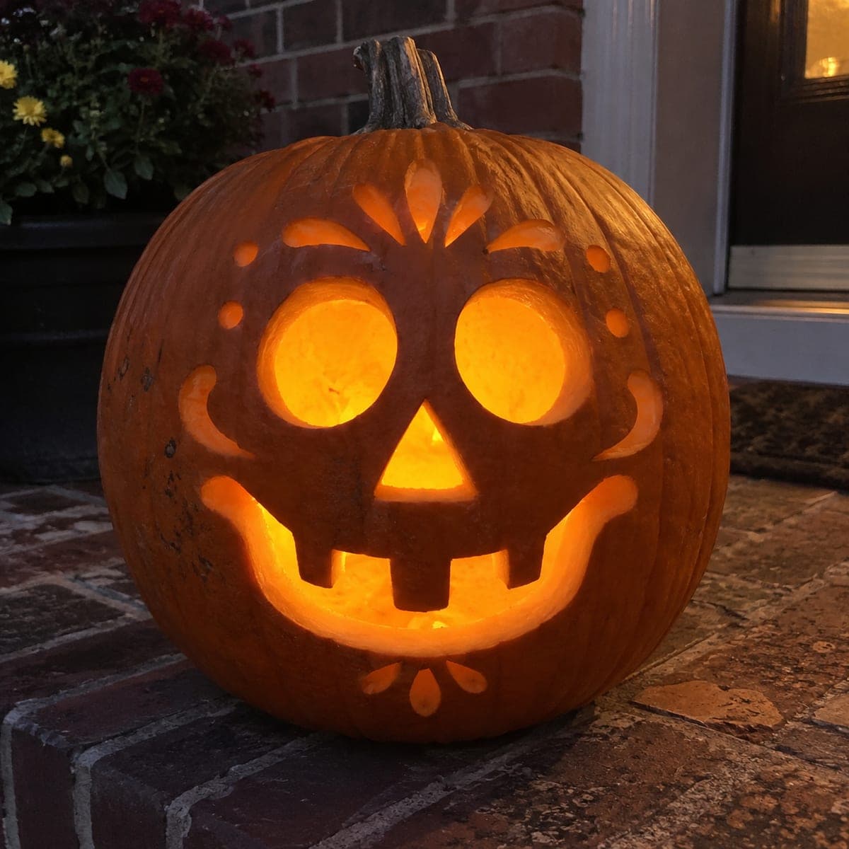 Sugar Skull Jack-O-Lantern With Flourishes