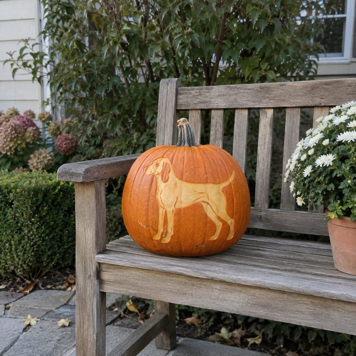 Standing Beagle Etched Pumpkin Portrait