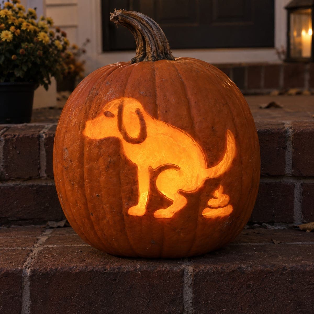 Funny Pooping Dog Jack-O-Lantern