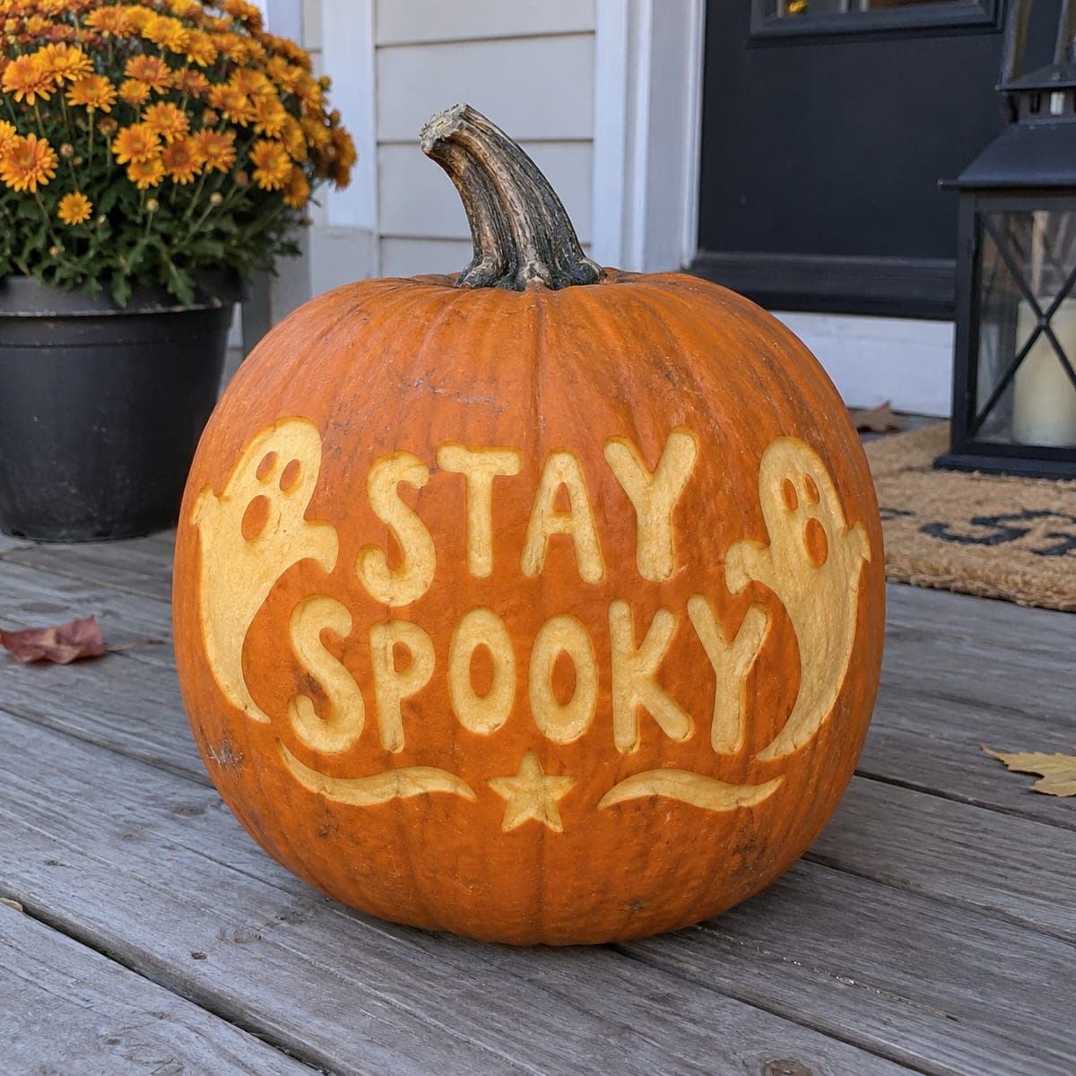 Stay Spooky Ghost Lettering Pumpkin Carving