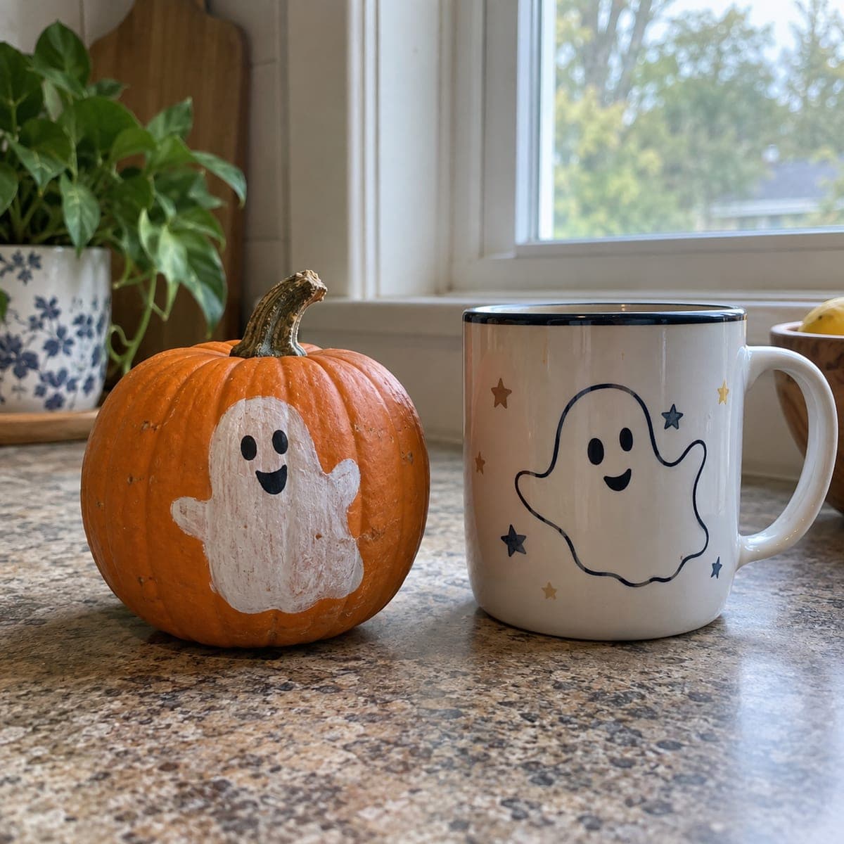 Little Ghost Painted Mini Pumpkin Idea