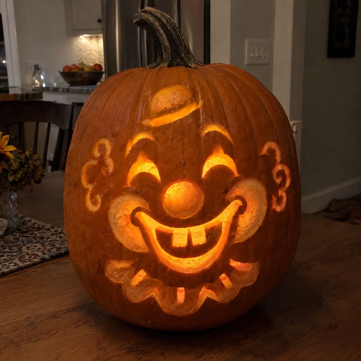 Smiling Vintage Circus Clown Jack-O-Lantern