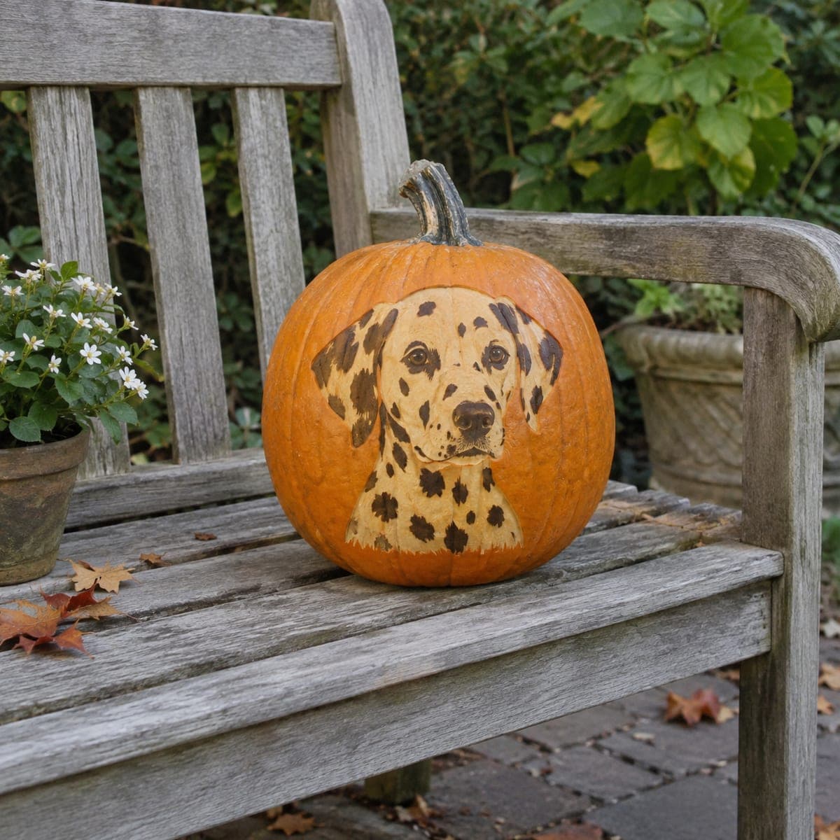 Dalmatian Puppy Portrait No-Carve Pumpkin