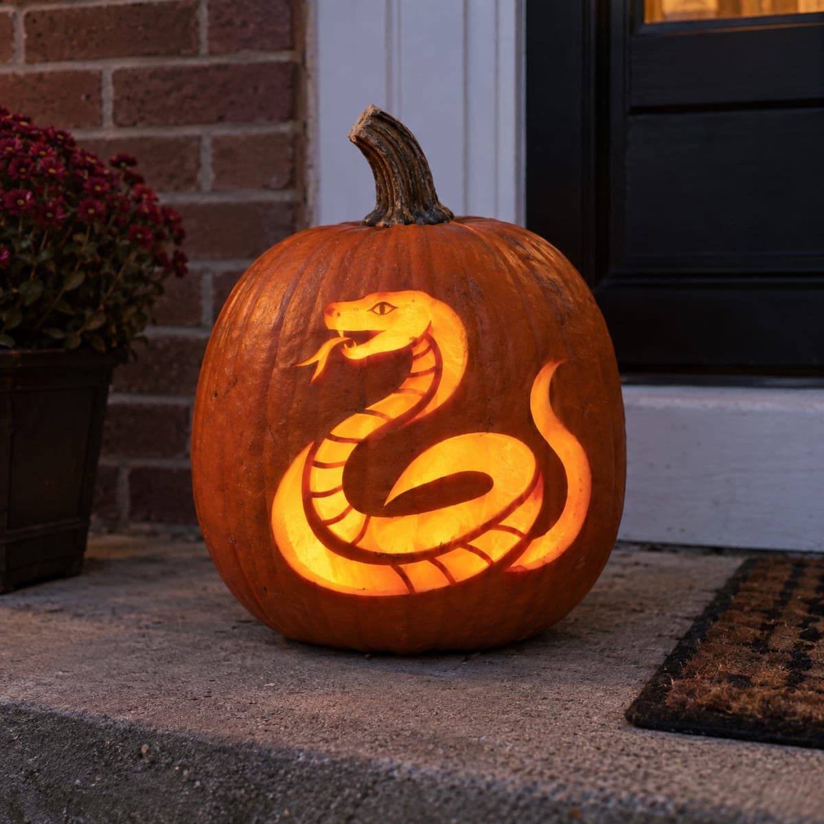 Coiled Snake Jack-O-Lantern Cutout Design