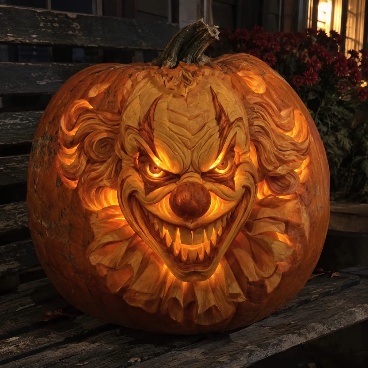 Terrifying Evil Clown Pumpkin Carving Masterpiece