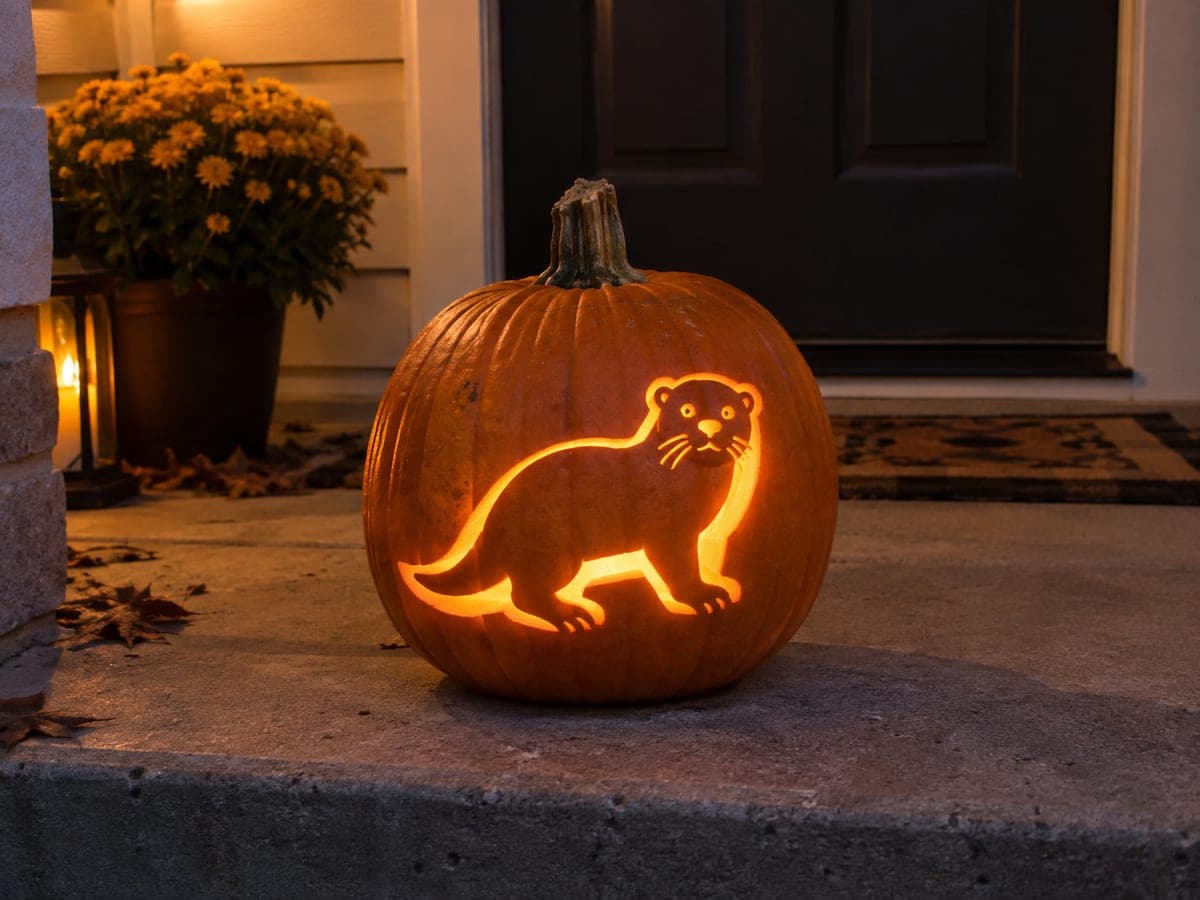 Glowing River Otter Jack-O-Lantern for the Porch