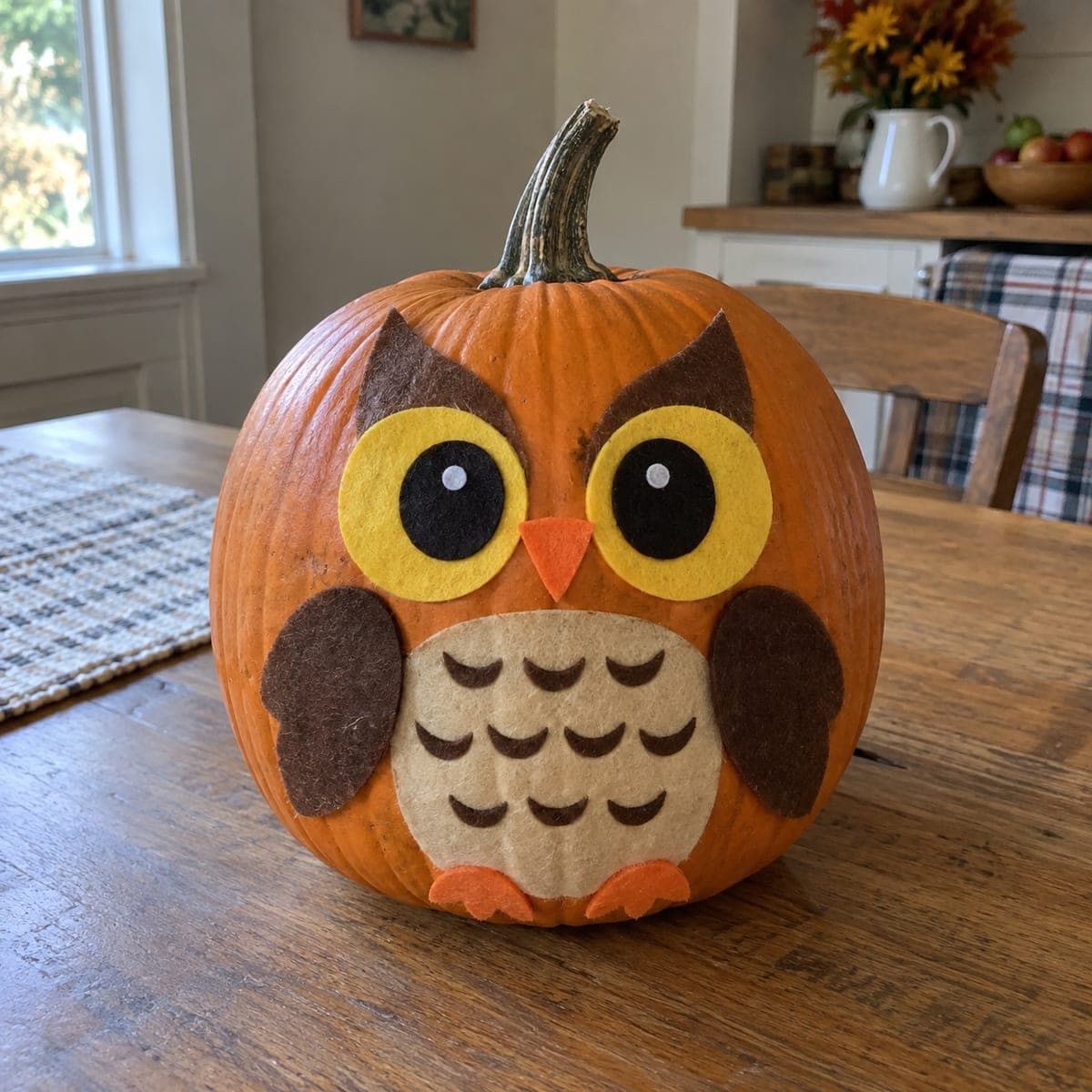 Felt Owl No-Carve Pumpkin Craft for Kids