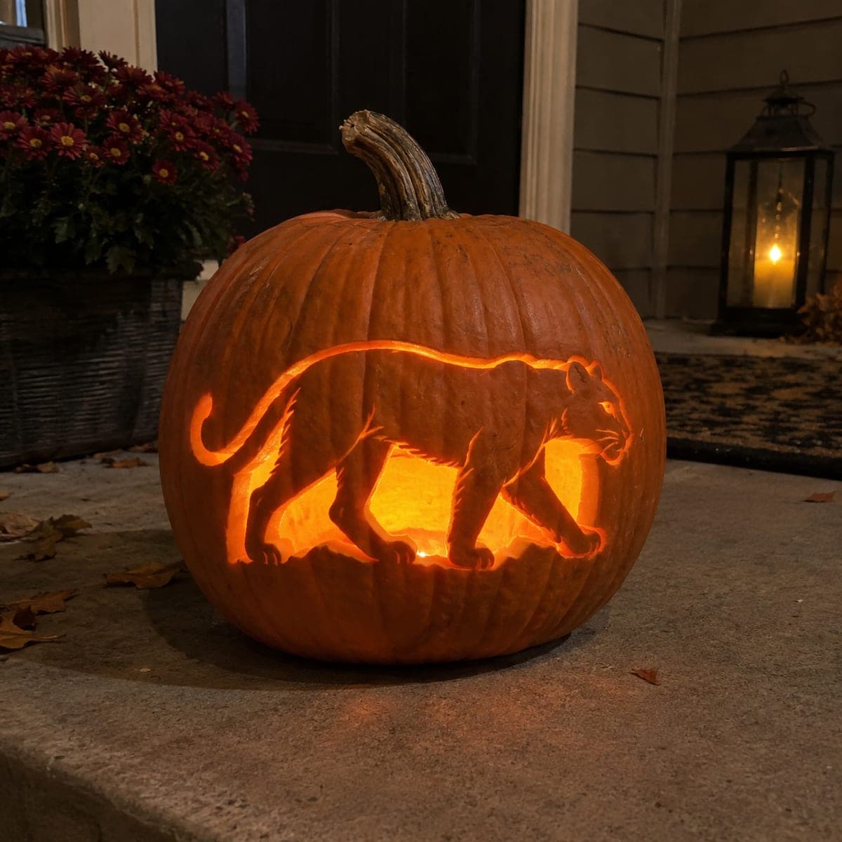 Prowling Mountain Lion Jack-O-Lantern Design