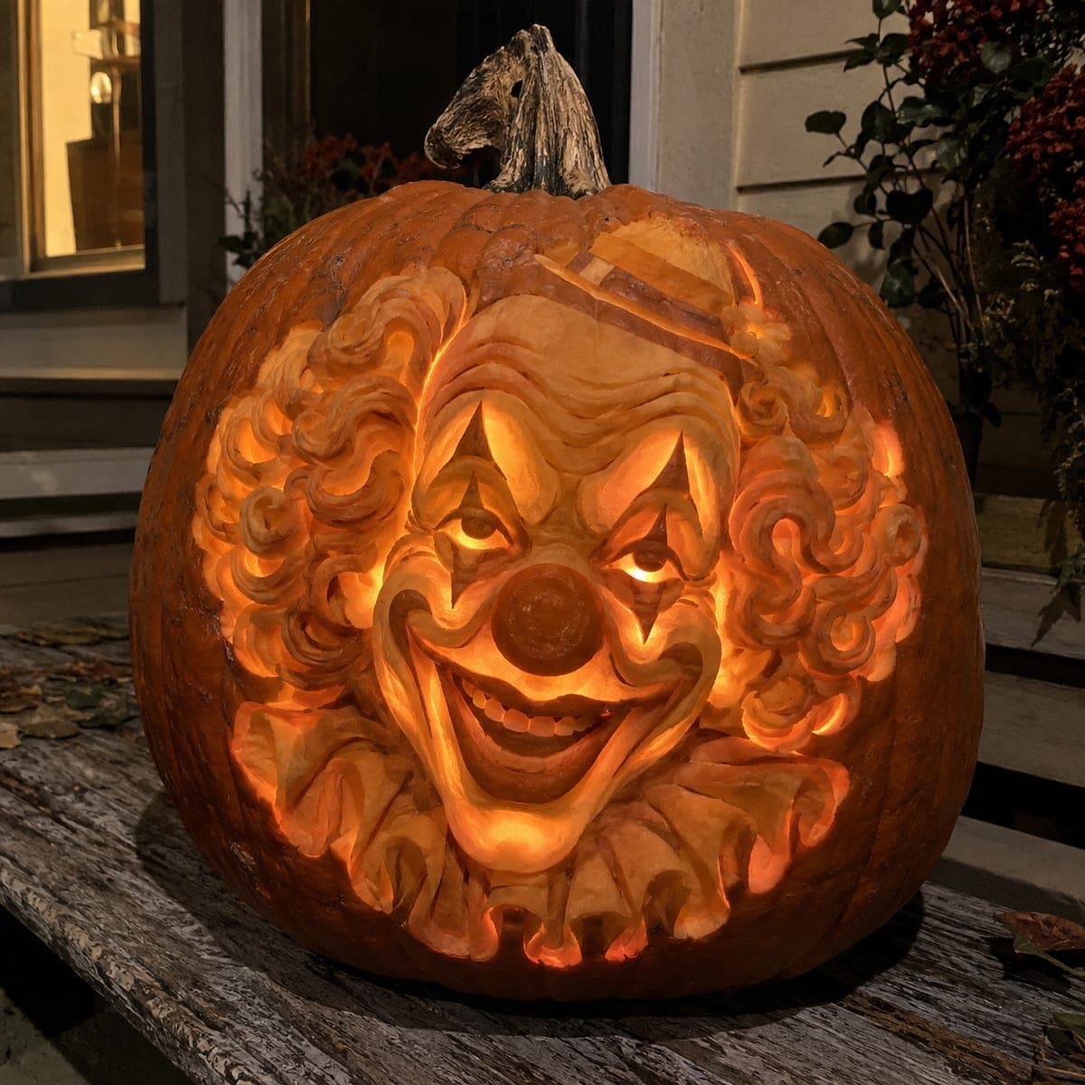 Grinning Vintage Circus Clown Pumpkin Carving