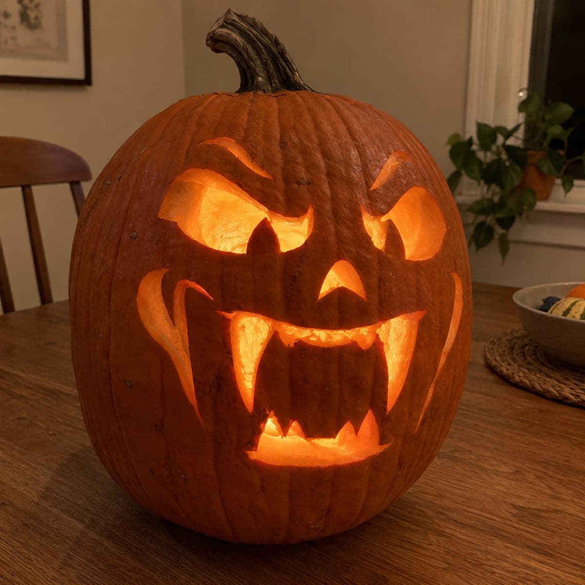 Snarling Fanged Jack-O-Lantern With Angry Eyes