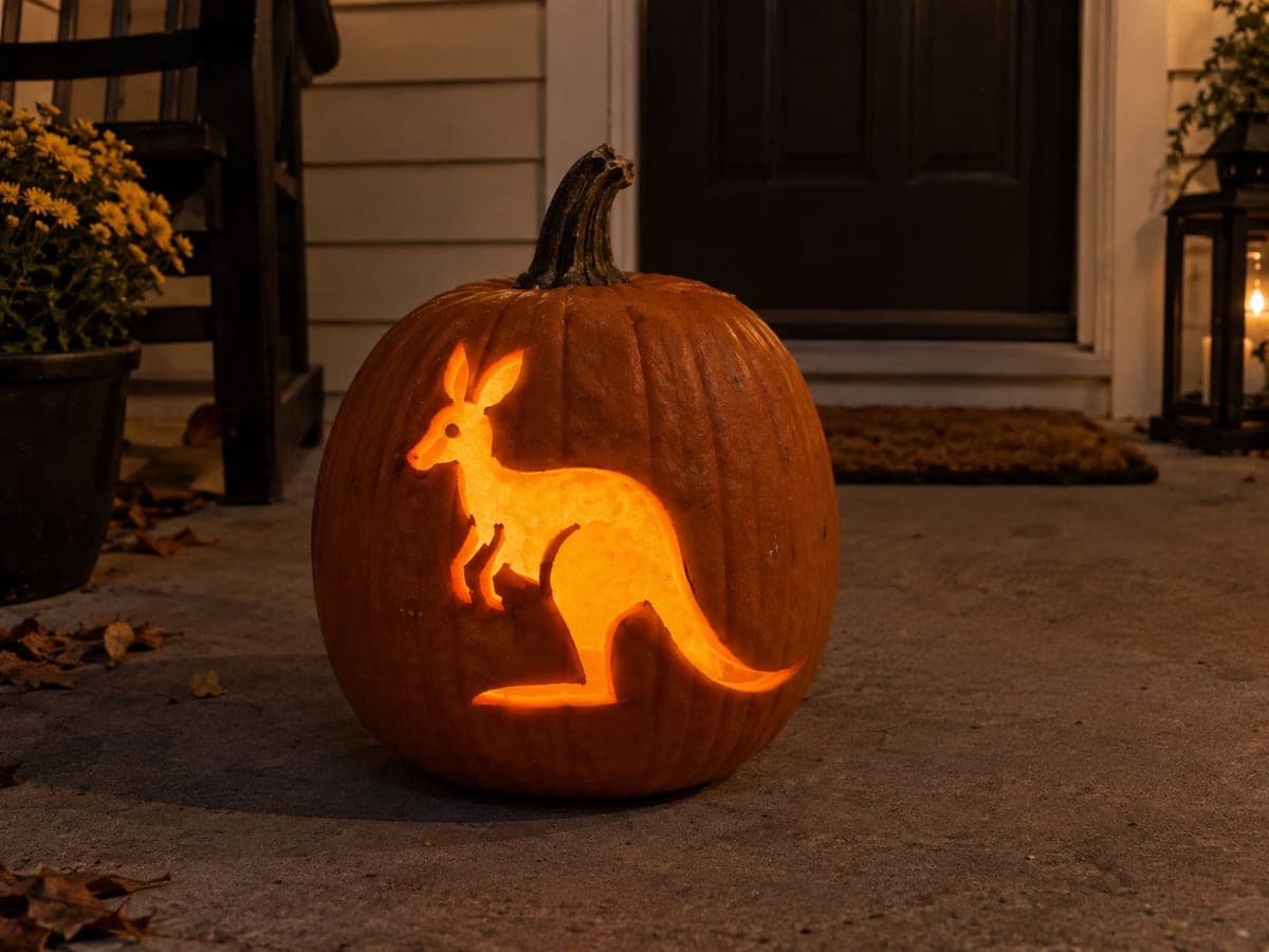 Hopping Kangaroo Cutout Jack-O-Lantern for the Porch