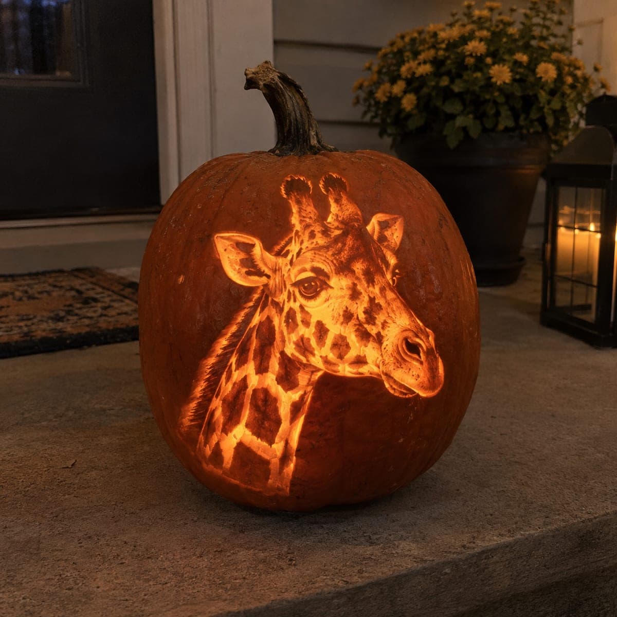 Giraffe Head Shaded Pumpkin Carving