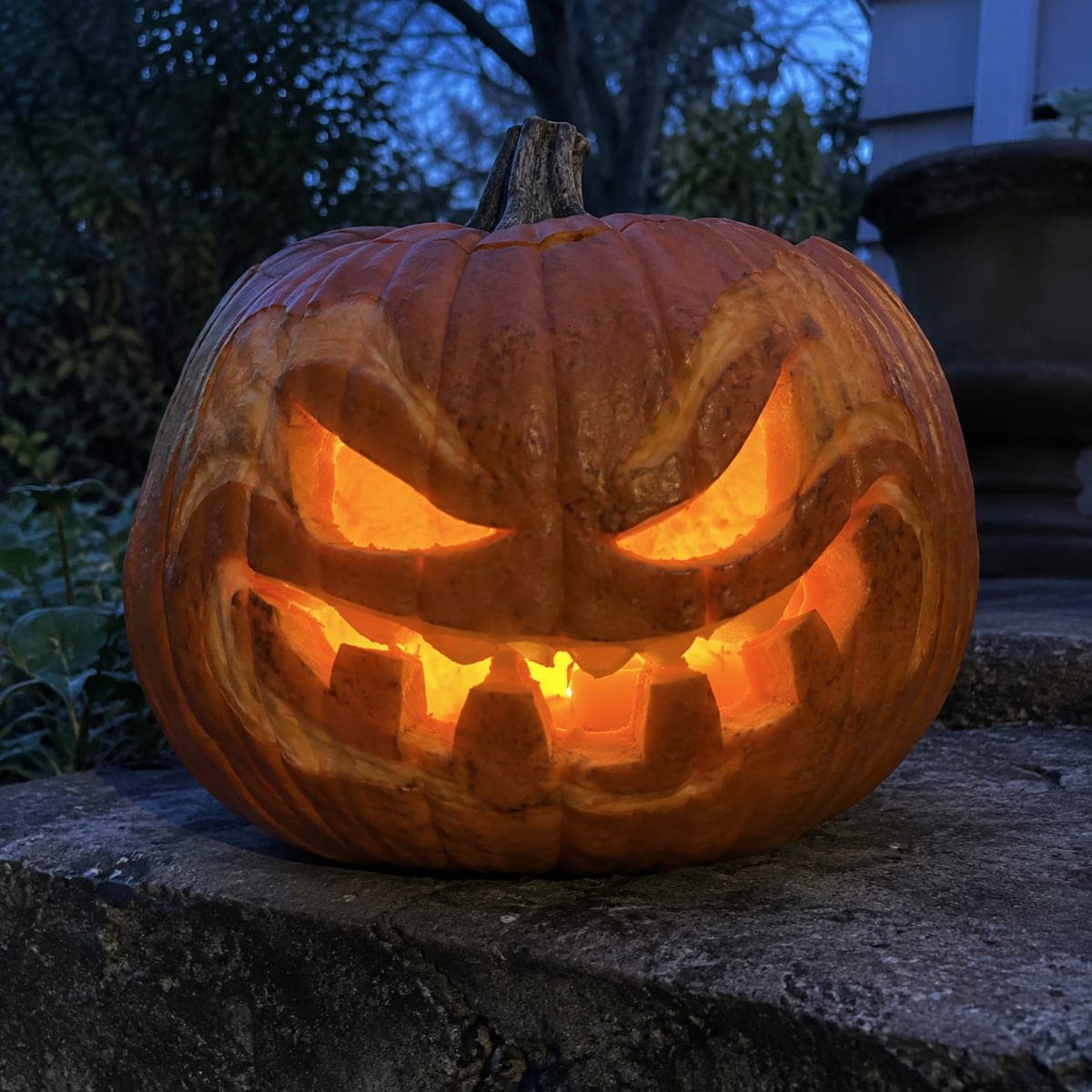 Wicked Grinning Jack-O-Lantern With Jagged Teeth