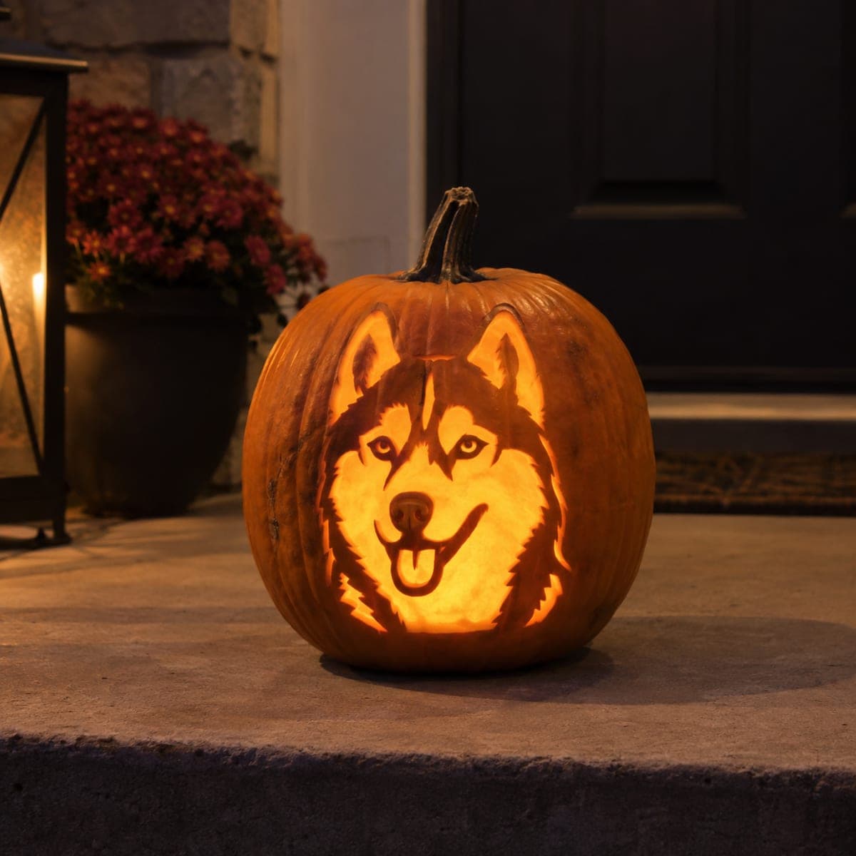 Siberian Husky Face Jack-O-Lantern Portrait