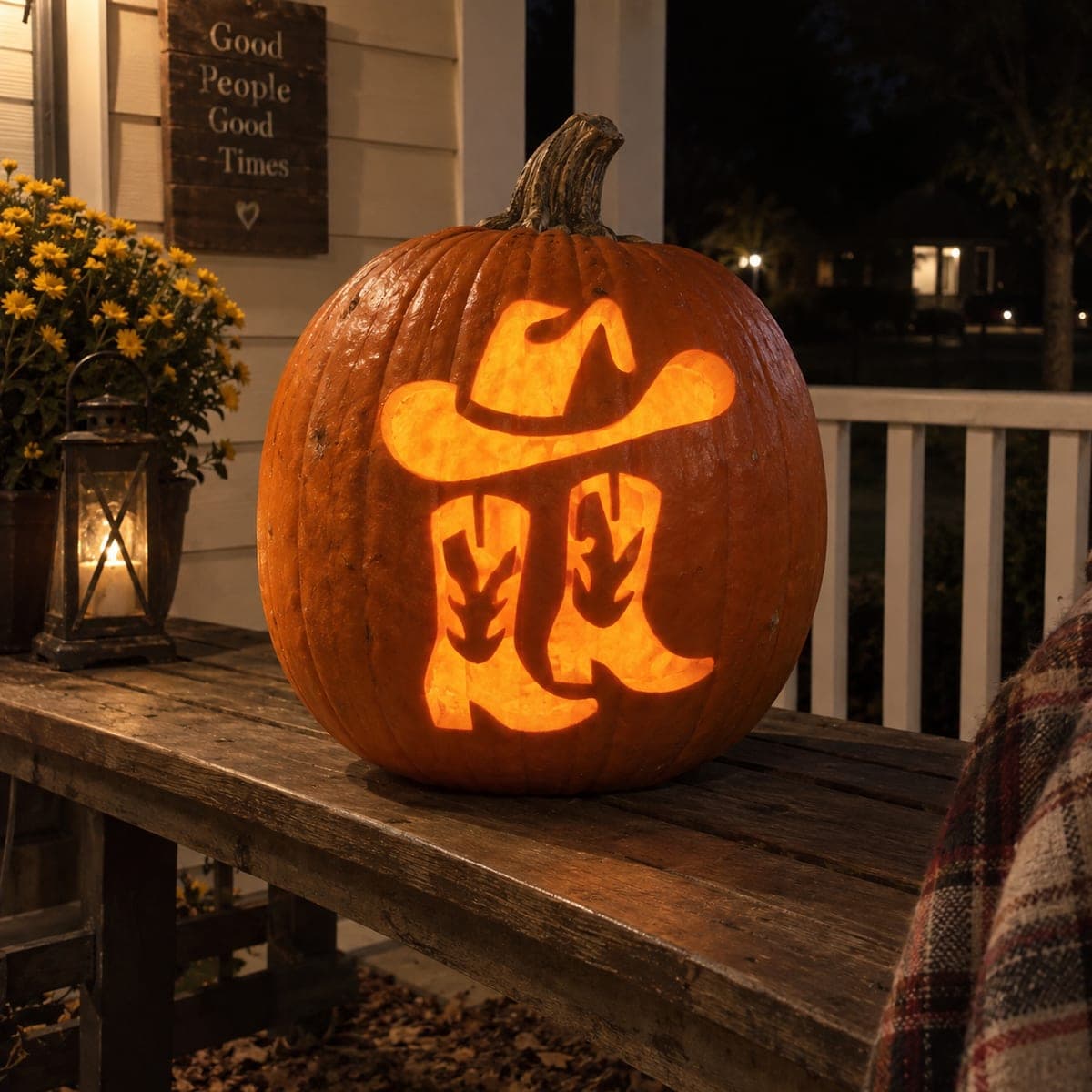 Cowboy Boots and Hat Western Pumpkin Carving