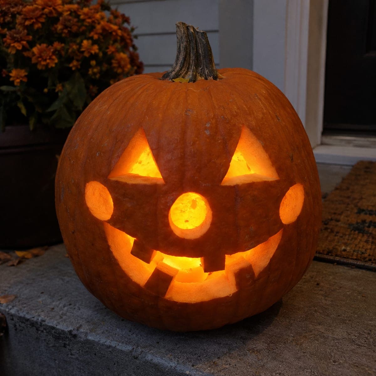 Classic Triangle Eye Jack-O-Lantern With Snaggletooth Grin