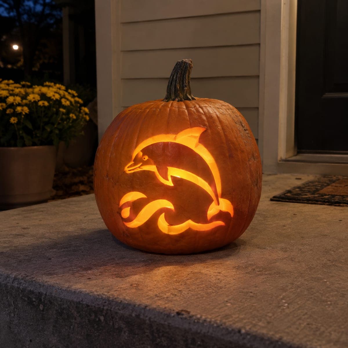 Leaping Dolphin Wave Pumpkin Carving