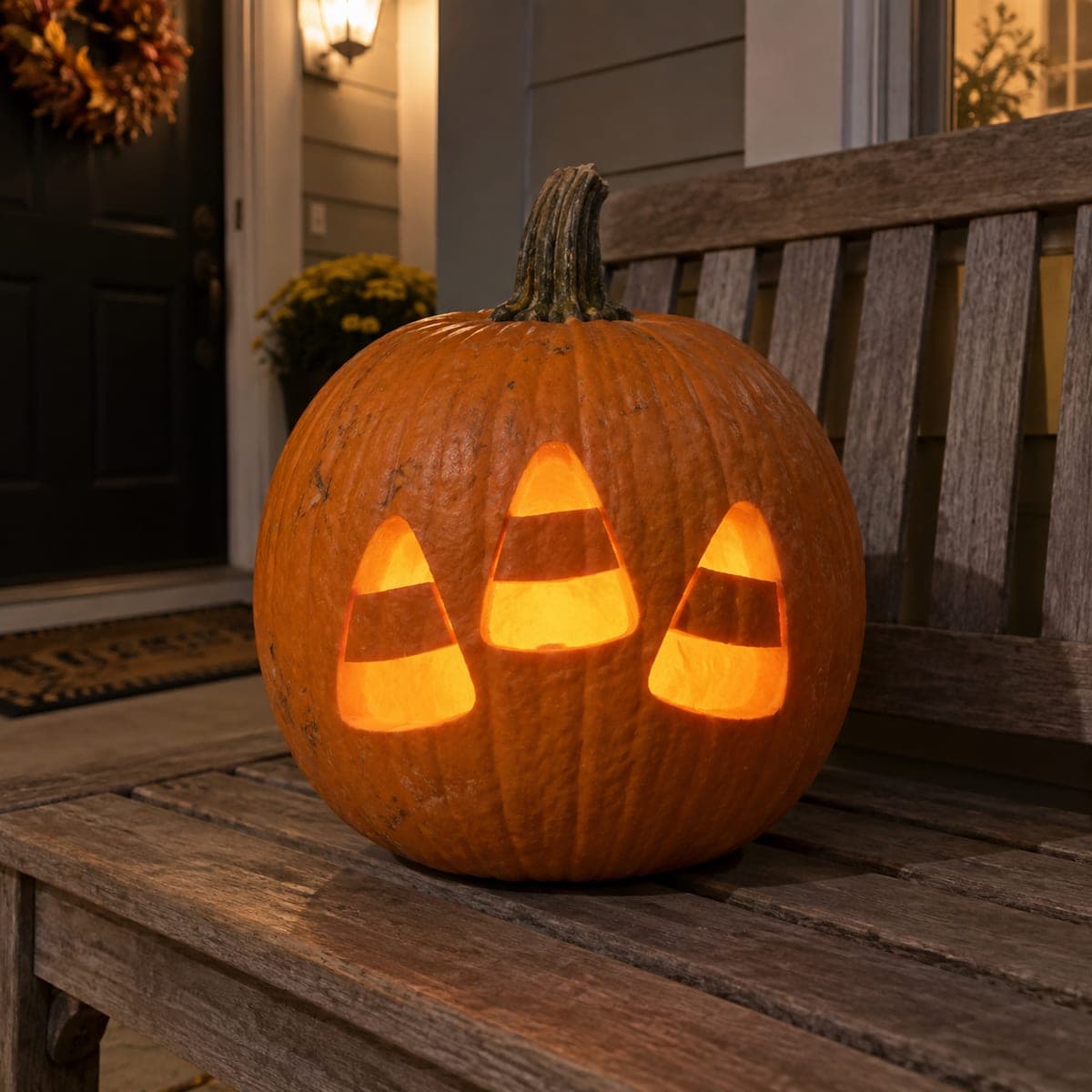 Candy Corn Trio Glowing Jack-O-Lantern