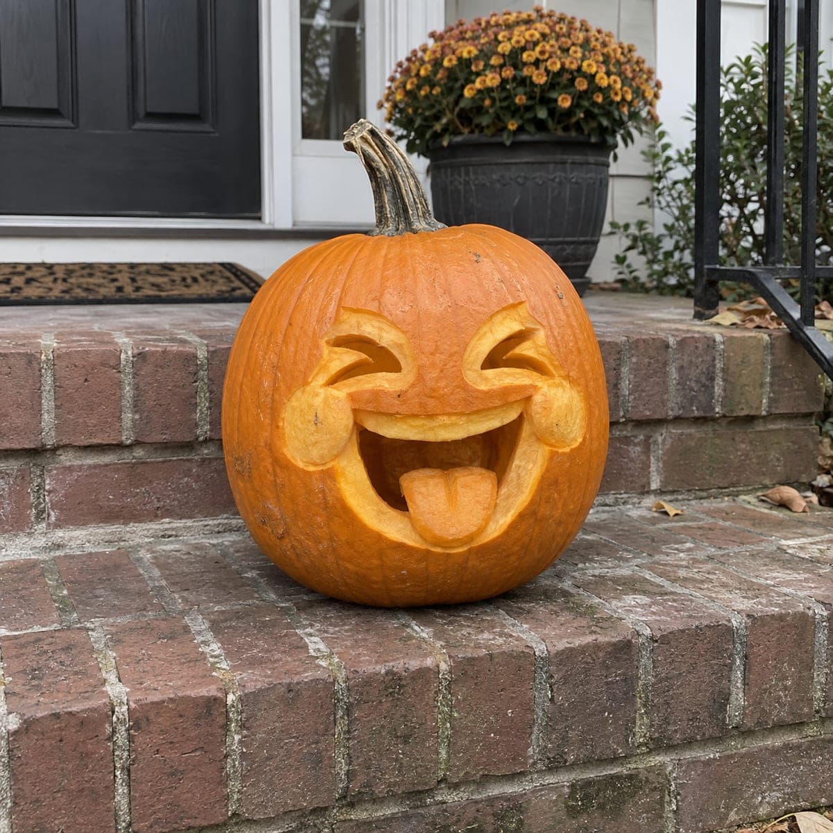 Crying Laughing Emoji Jack-O-Lantern Face