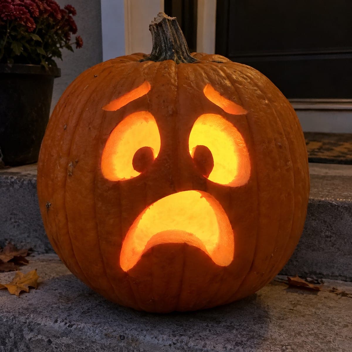 Anxious Frowning Jack-O-Lantern Face Idea