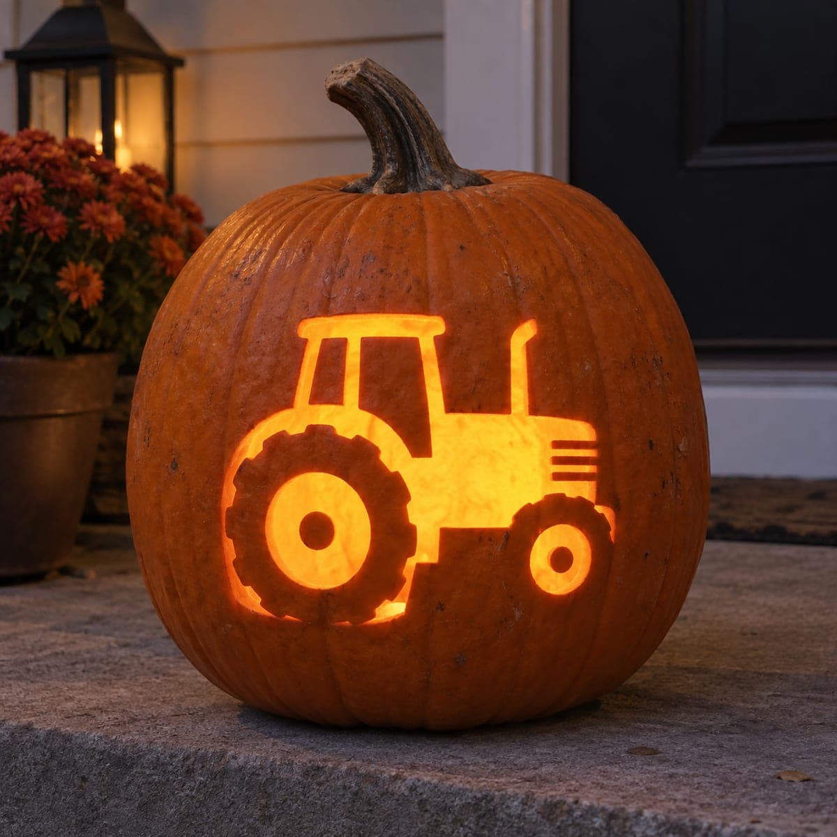 Glowing Farm Tractor Cutout Jack-O-Lantern
