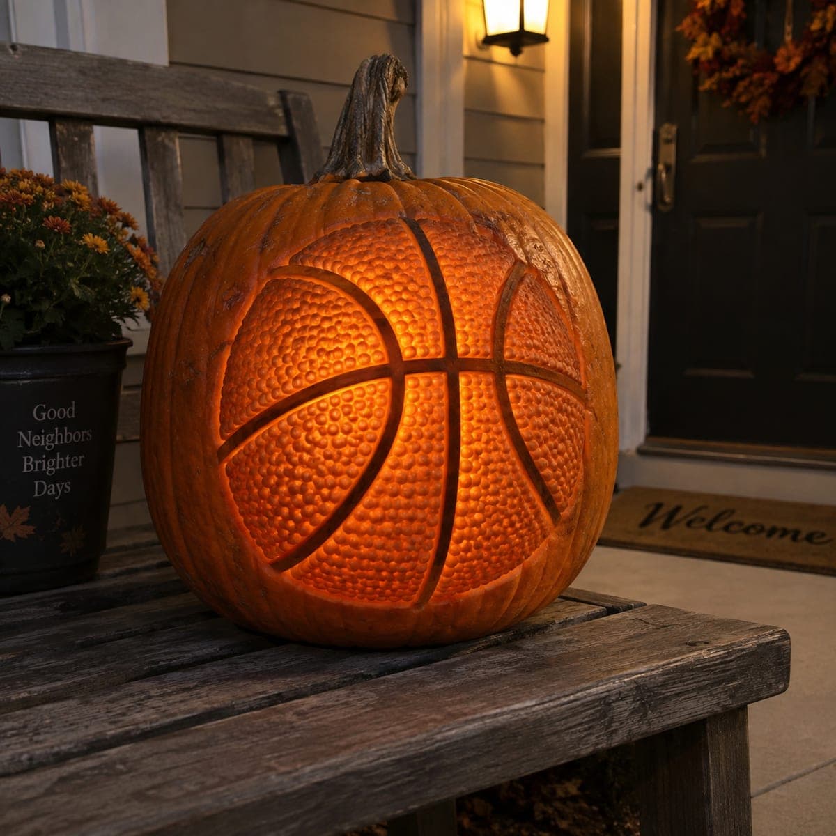 Basketball Jack-O-Lantern With Dimpled Texture